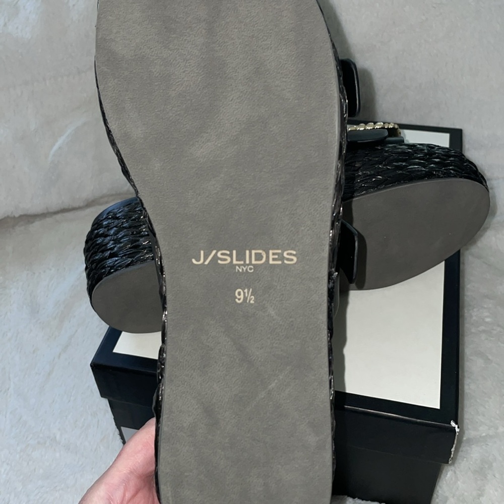 NWT J/SLIDES J/SLIDES QUINLEY Black Leather Sandal - Picture 16 of 16